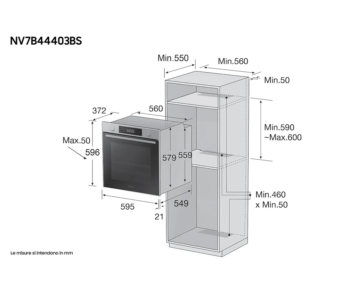 Forno Samsung NV7B44403BS Capacità 76 Lt Classe A+ Pirolitico con Vapore Wi-Fi