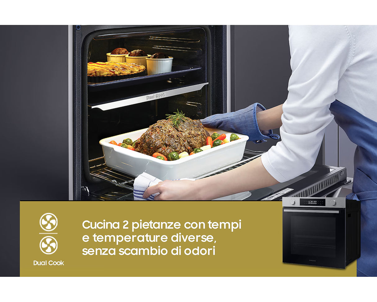 Forno Samsung NV7B44403BS Capacità 76 Lt Classe A+ Pirolitico con Vapore Wi-Fi