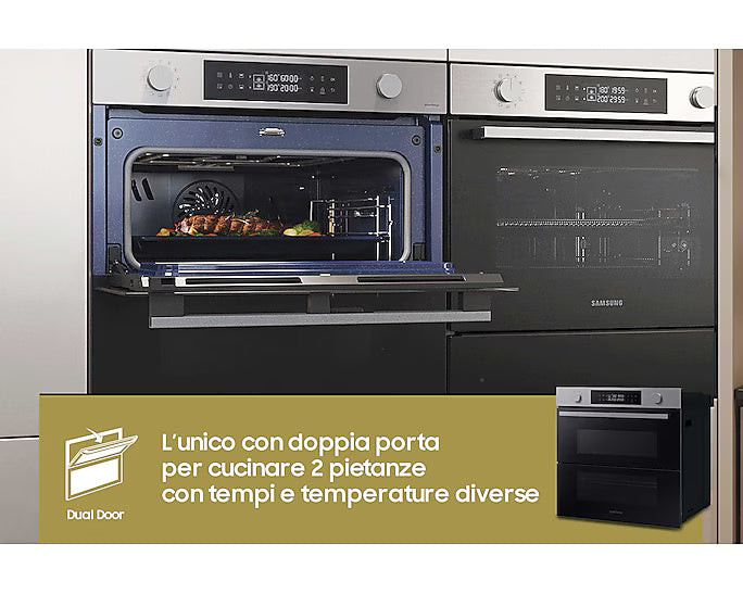 Forno Samsung NV7B45403BS Elettrico Da Incasso Dual Cook Flex Classe A+ 76L Vapore Wifi