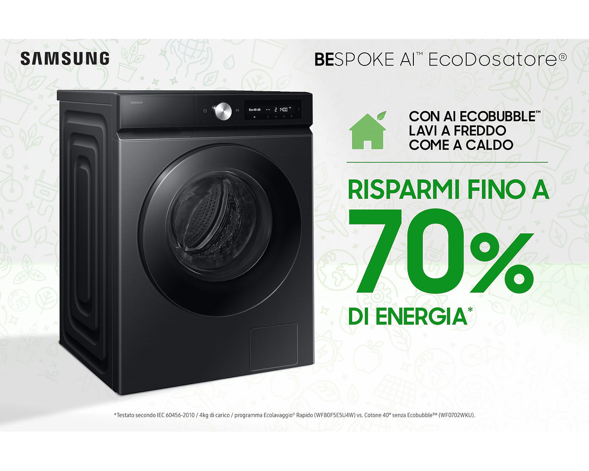 Lavatrice Samsung WW11DB7B94GBU3 Classe Energetica A-20% Capacità 11 Kg con Sistema Ecodose
