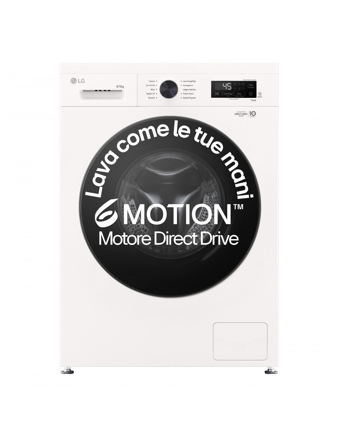 Lavasciuga LG W4NX1085NWB 8/5kg Serie X1 Classe A/E 6 Motion Direct Drive Wi-Fi 1400 giri Lavaggio Allergy Care Bianca