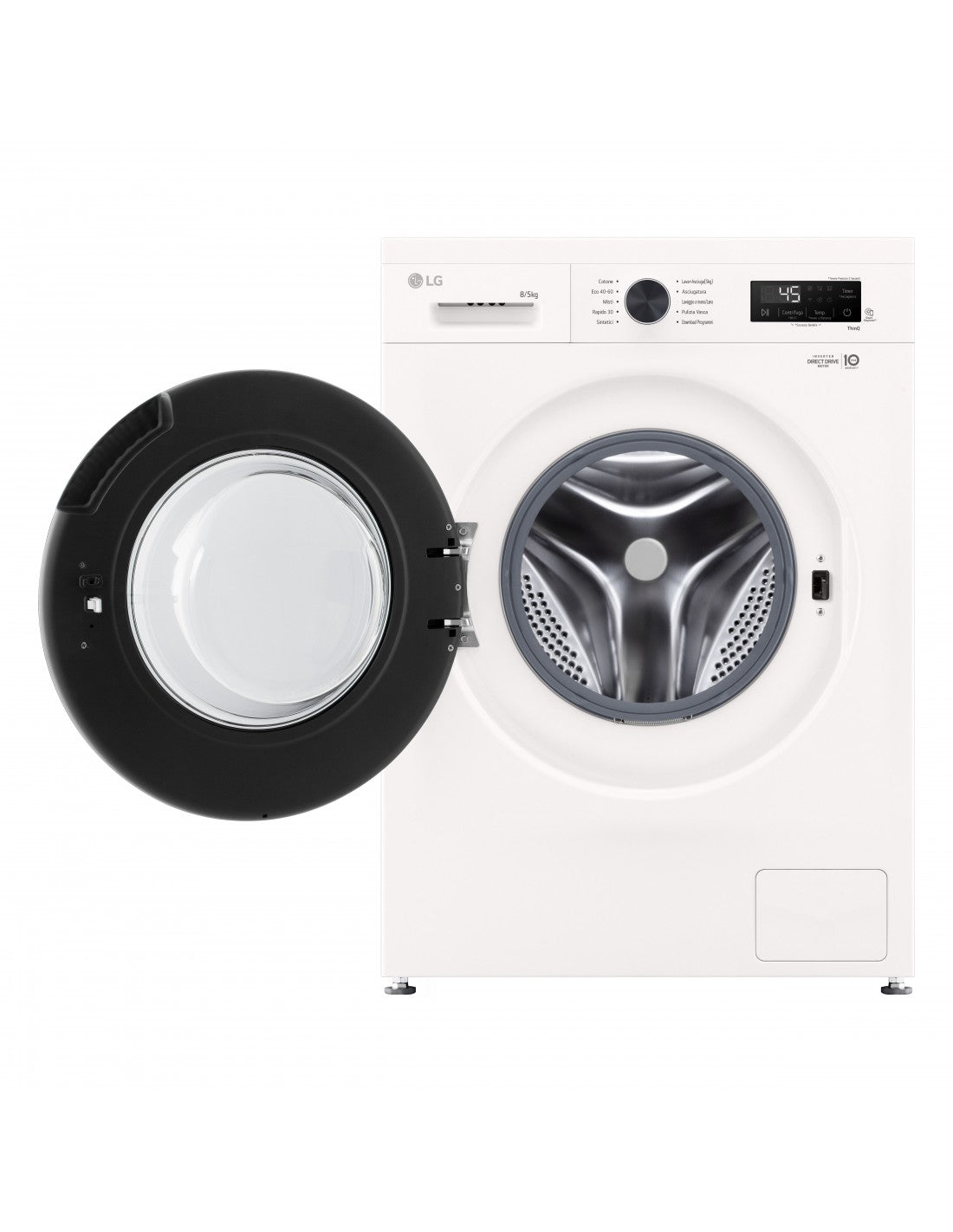 Lavasciuga LG W4NX1085NWB 8/5kg Serie X1 Classe A/E 6 Motion Direct Drive Wi-Fi 1400 giri Lavaggio Allergy Care Bianca