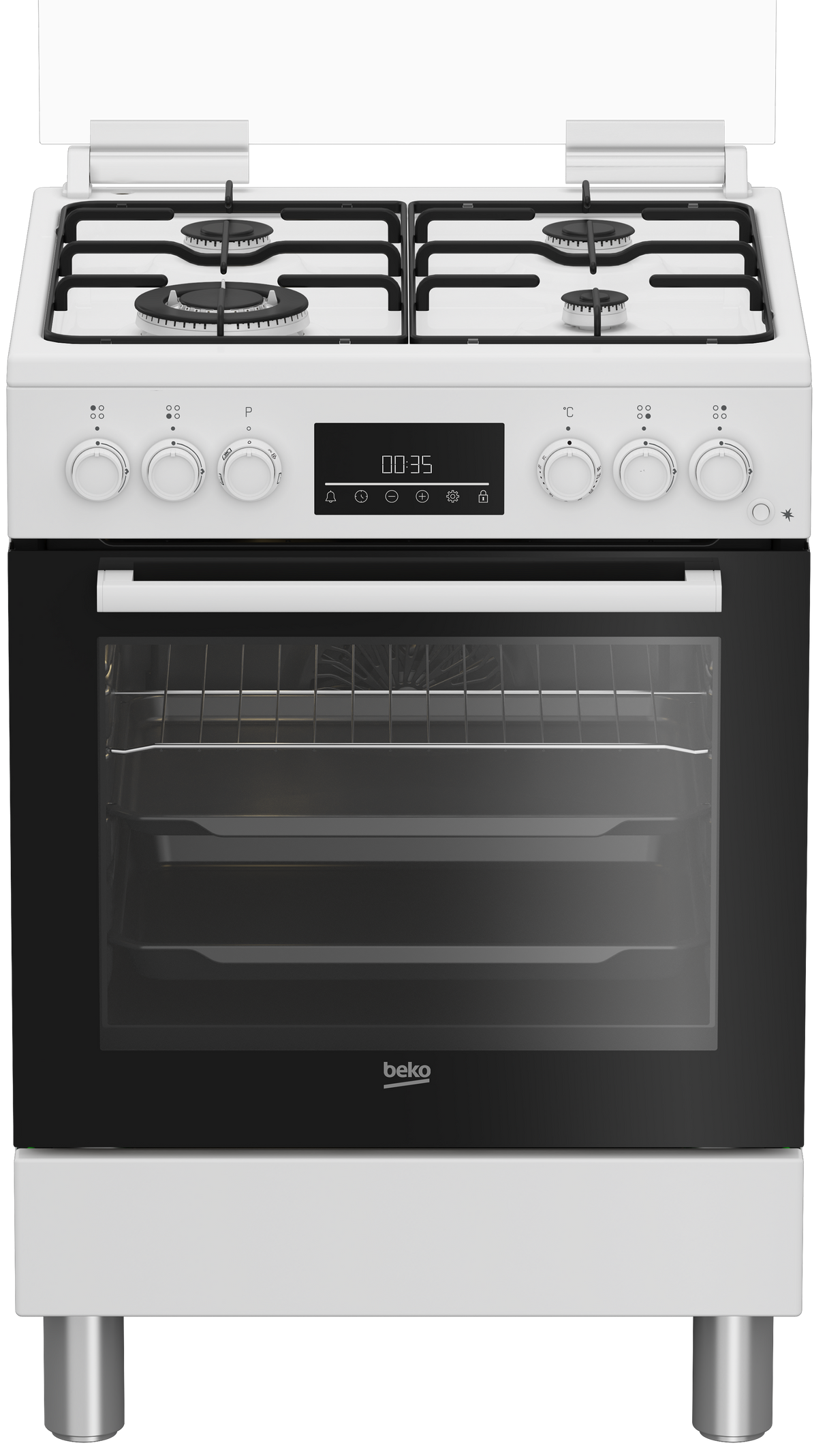 Cucina a Gas Beko FBE62310GW 4 Fuochi Forno Elettrico Ventilato Grill 60x60 cm Bianco