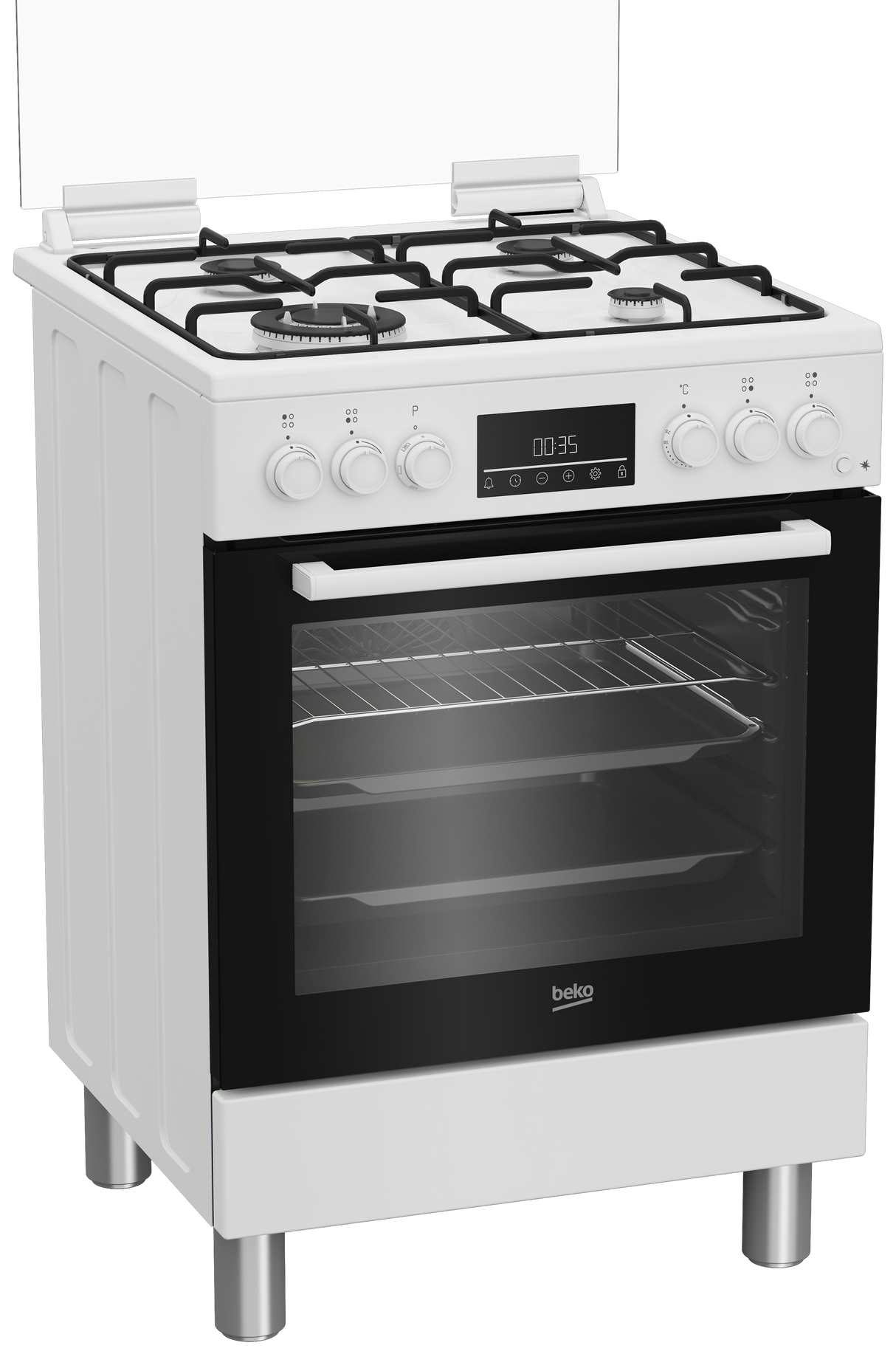Cucina a Gas Beko FBE62310GW 4 Fuochi Forno Elettrico Ventilato Grill 60x60 cm Bianco