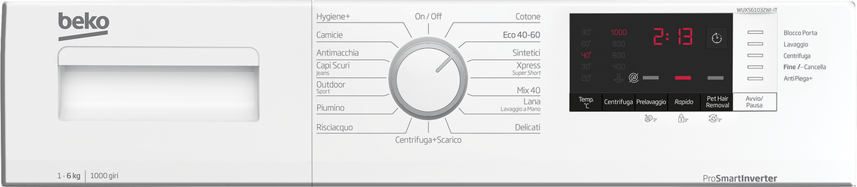 Lavatrice Beko WUXS61032WI-IT Carica Frontale 6kg Slim Classe D