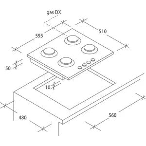 Piano Cottura A Gas Candy CHW6BR4WX  4 Fuochi
