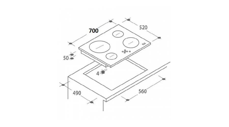 Piano Cottura Induzione Candy CH74BVT 4 Zone Cottura Con Flex Zone