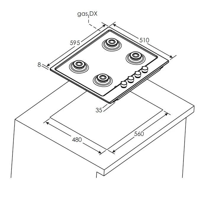 Piano Cottura A Gas Candy CHW6BRBB 4 Fuochi