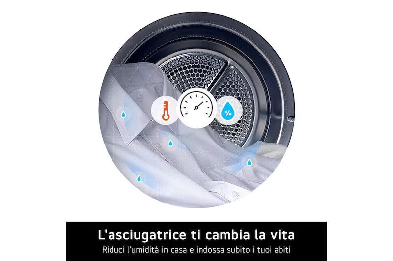 Asciugatrice LG RNA1008NWK 8 kg Pompa di Calore Classe A++ Bianco