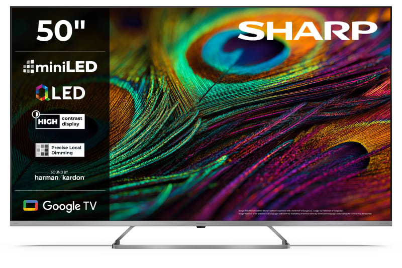 TV Sharp 50JP7765E 50" 4K Ultra HD MiniLED QLED 60Hz Google TV Dolby Vision Atmos Classe E