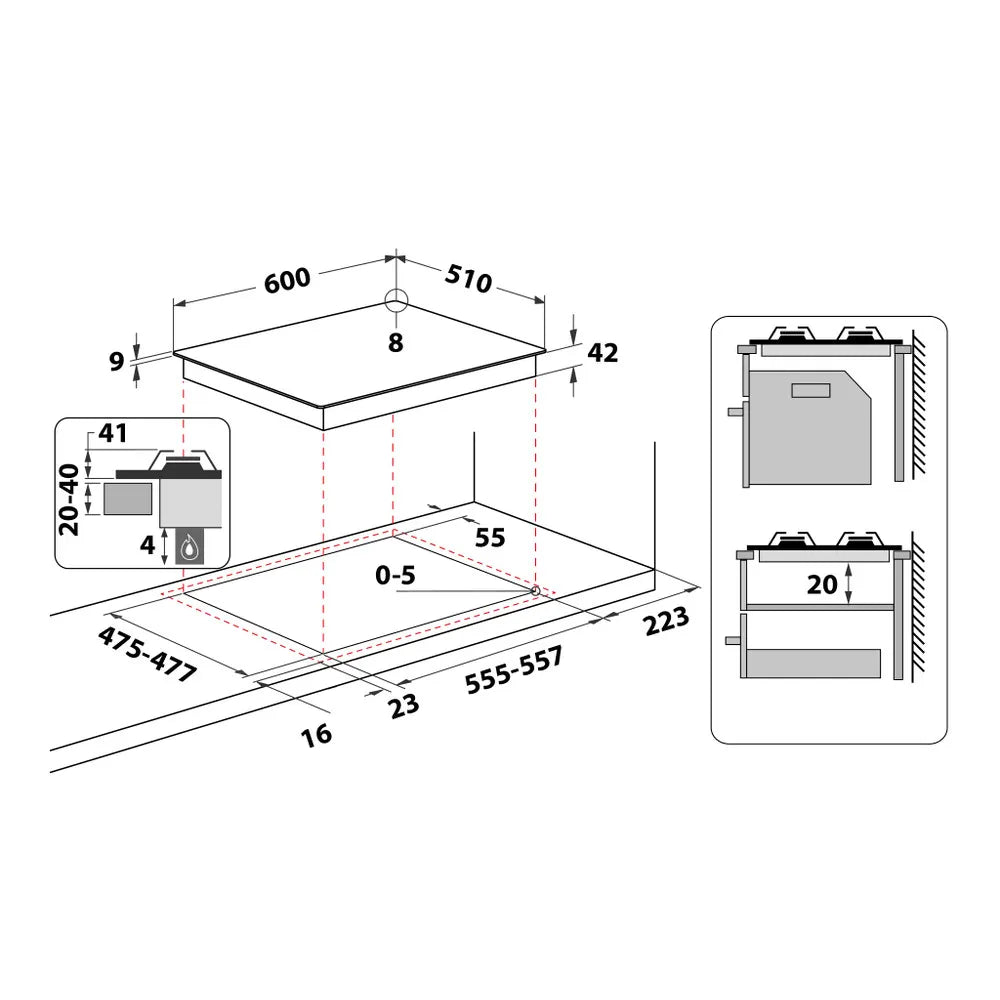 Piano Cottura A Gas Hotpoint FTGHL 641 D/IX/HA 4 Fuochi A Rombo Direct Flame Acciaio Inox