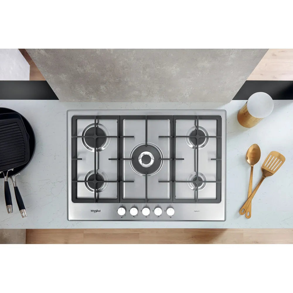 Piano Cottura A Gas Whirlpool GMR7522/IXL 75 Cm 5 Fuochi Acciaio Inox