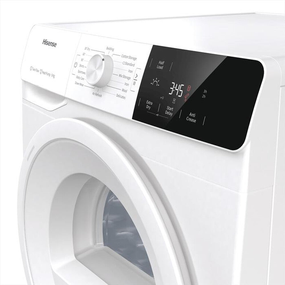 Asciugatrice Hisense DHGE901 9KG Classe E Pompa di calore Bianca