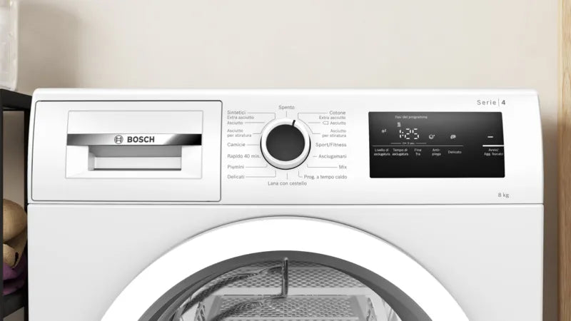 Asciugatrice Bosch WTH85V18II 8KG Classe E Pompa di calore EasyClean Bianca