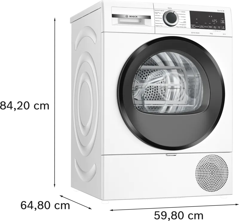 Asciugatrice Bosch WQG233C0IT Libera installazione 8Kg Classe C Pompa Di Calore