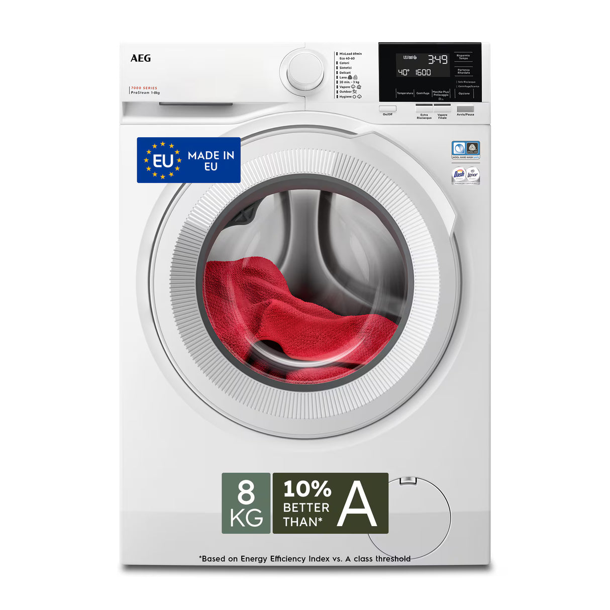 Lavatrice AEG LR7G86CW Classe A 8 Kg Motore Inverter 1600 giri Profondità 58 cm Funzione Vapore