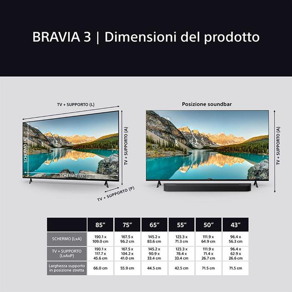 TV Sony K43S39BP.CEI 43" BRAVIA 3 X1 LED Google TV SDS 4K HDR