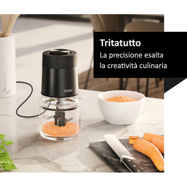 Tritatutto Haier HCH5B1 011 Lame Acciaio Inox 4 Lame Ciotola Vetro Capacità 0,5 Litri