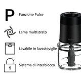 Tritatutto Haier HCH5B1 011 Lame Acciaio Inox 4 Lame Ciotola Vetro Capacità 0,5 Litri