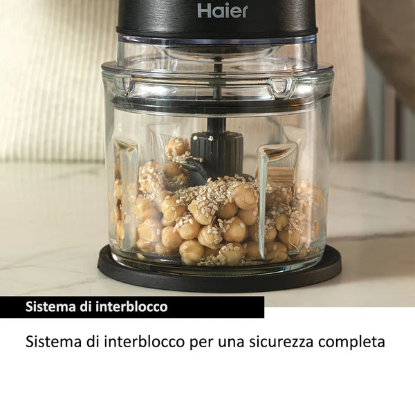 Tritatutto Haier HCH5B1 011 Lame Acciaio Inox 4 Lame Ciotola Vetro Capacità 0,5 Litri