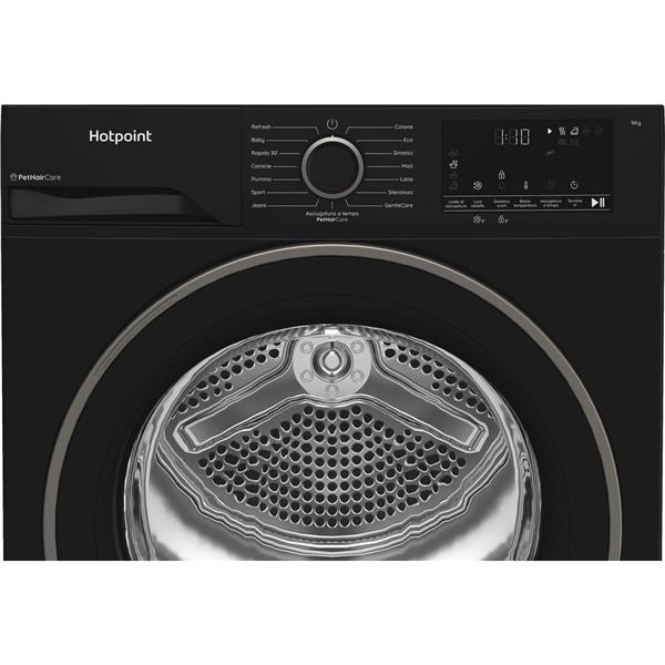 Asciugatrice Hotpoint HPT94DBBSIT 9KG PETHAIR Pompa di Calore Nera Inveterter