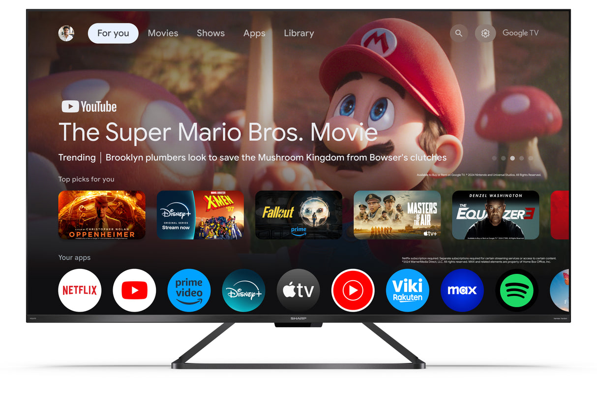 TV Sharp 50GR8265E Smart TV 50" Ultra HD 4K Google TV Dolby Atmos Display QLED