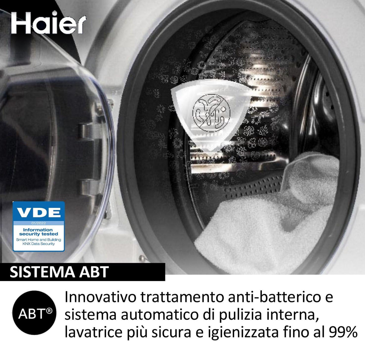 Lavatrice Haier HW80 BP14939 S I Pro Serie 3 8 Kg 1400 giri Classe A Libera Installazione Bianca