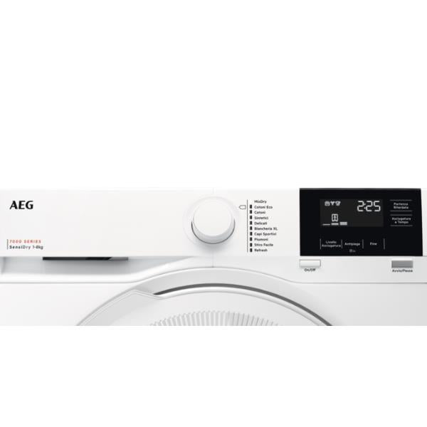 Asciugatrice AEG TR7G81OW Pompa di Calore 8KG Classe E Serie 7000 SensiDry