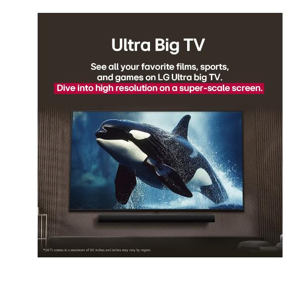 TV LG 65UA75006LA.API 65" 4K Super Upscaling HDR10 Pro UHD WebOS25 Processore a7 Gen8 con AI