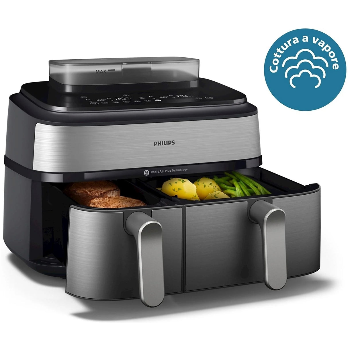 Friggitrice Ad Aria Philips NA555/00 Dual a Vapore Capacità 9 Litri