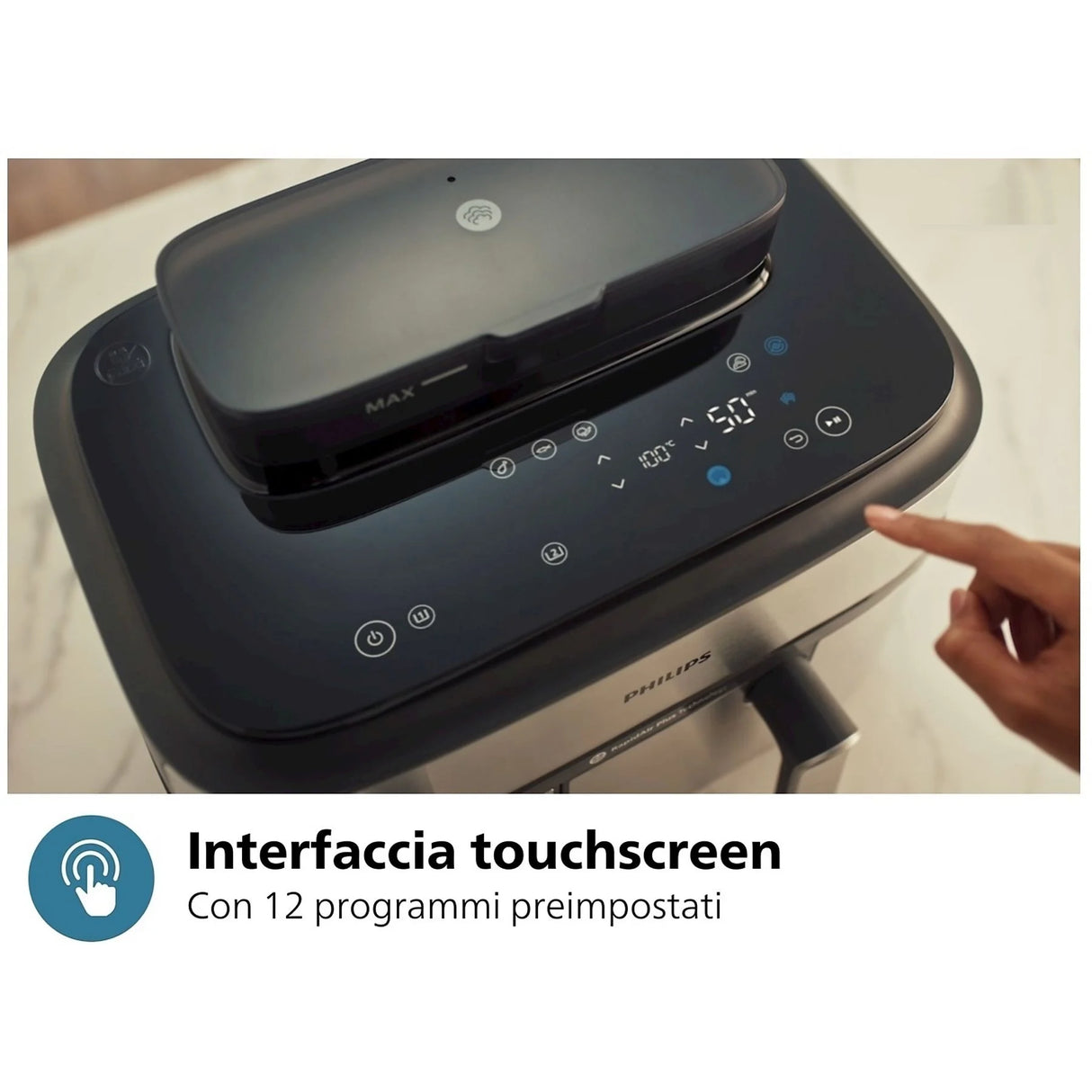 Friggitrice Ad Aria Philips NA555/00 Dual a Vapore Capacità 9 Litri