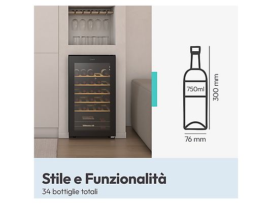Cantinetta Candy CWC034 34 bottiglie 5 ripiani Nero classe G