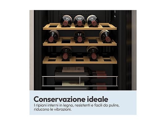 Cantinetta vino Candy CWC023 23 bottiglie 47,5 cm ripiani legno LED Classe G