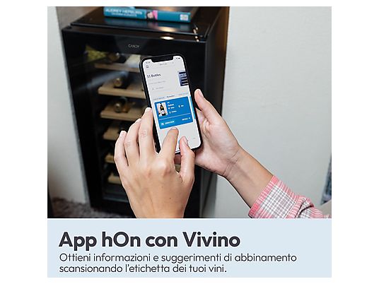 Cantinetta vino Candy CWC023 23 bottiglie 47,5 cm ripiani legno LED Classe G