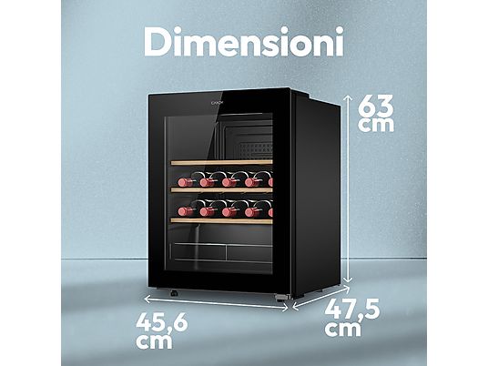 Cantinetta vino Candy CWC023 23 bottiglie 47,5 cm ripiani legno LED Classe G