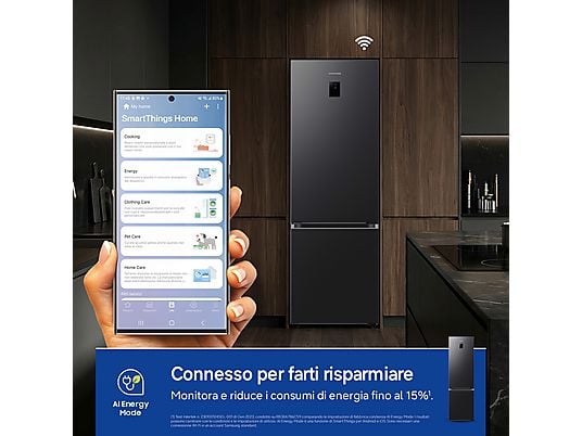 Frigorifero combinato Samsung RB38C776CB1/EF 203 cm 390 L No Frost Wi-Fi Antracite Classe C