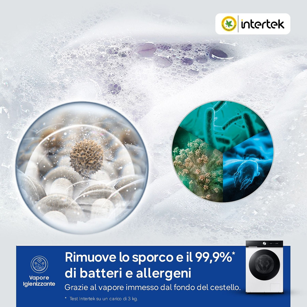 Lavatrice Samsung WW11DB7B94GEU3 11 kg Caricamento frontale 1400 rpm Classe A AI Ecodosatore Wi-Fi Bianco