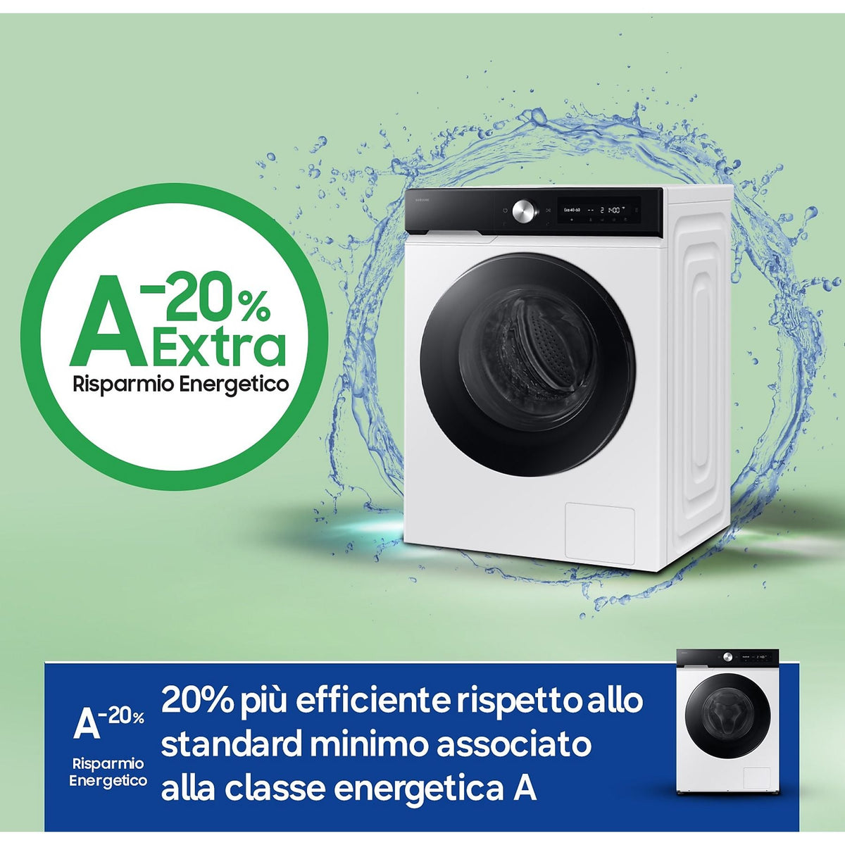 Lavatrice Samsung WW11DB7B94GEU3 11 kg Caricamento frontale 1400 rpm Classe A AI Ecodosatore Wi-Fi Bianco