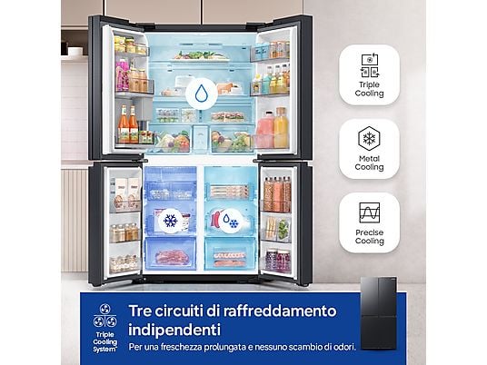 Frigorifero americano 4 porte Samsung RF65DG960EB1EF 646 L No Frost WiFi Beverage Center Dual Auto Ice Maker Classe E