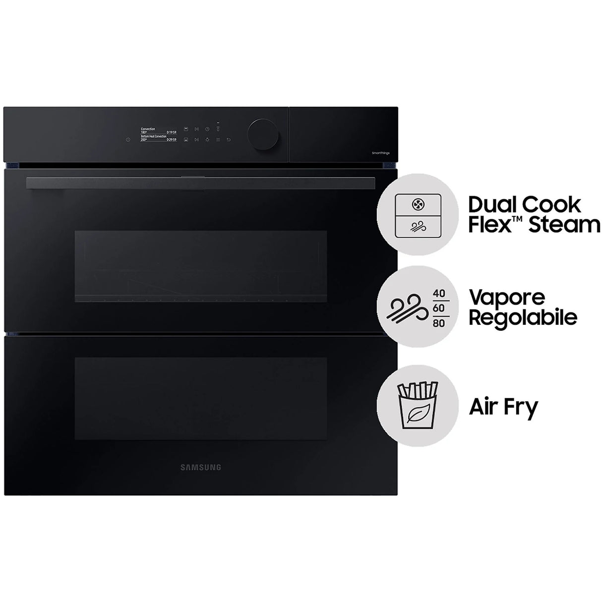 Forno Da Incasso Samsung NV7B5760WBK Dual Cook Classe A+ 76 Litri Colore Nero Funzione Vapore Elettrico Ventilato