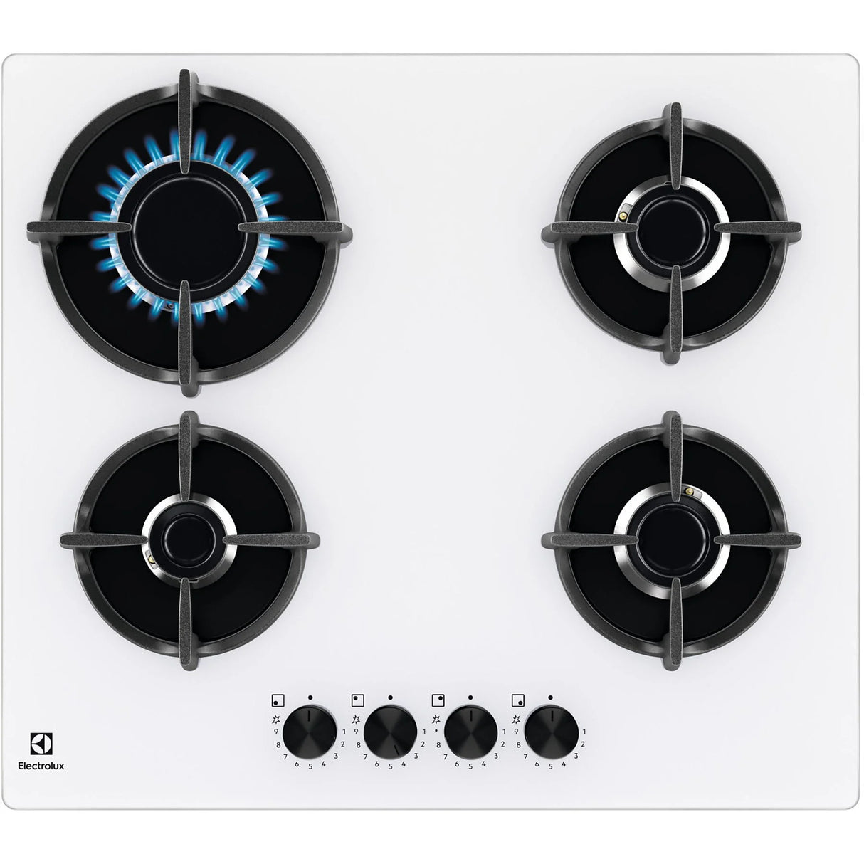 Piano Cottura A Gas Electrolux EGG64272W 60Cm Vetro Bianco 4 Fuochi