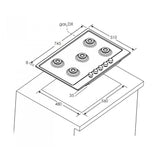 Piano Cottura A Gas Candy CHW7X 5 Fuochi 75cm Inox
