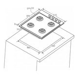 Piano Cottura A Gas Candy CDOY6GRX 4 fuochi Acciaio Inox