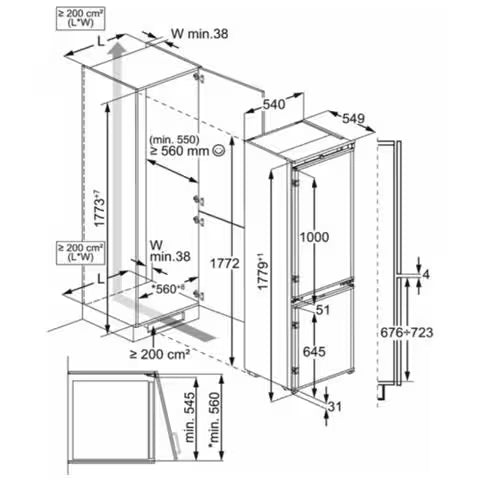 Frigorifero Electrolux ENG7TD18S Combinato Incasso Classe D 177CM Nofrost