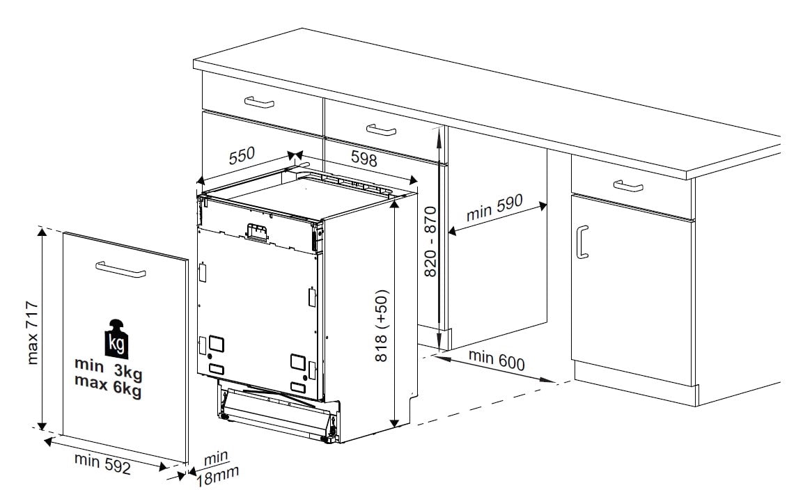 Lavastoviglie Beko DIN34320 Da incasso Classe E 13 Coperti 60Cm