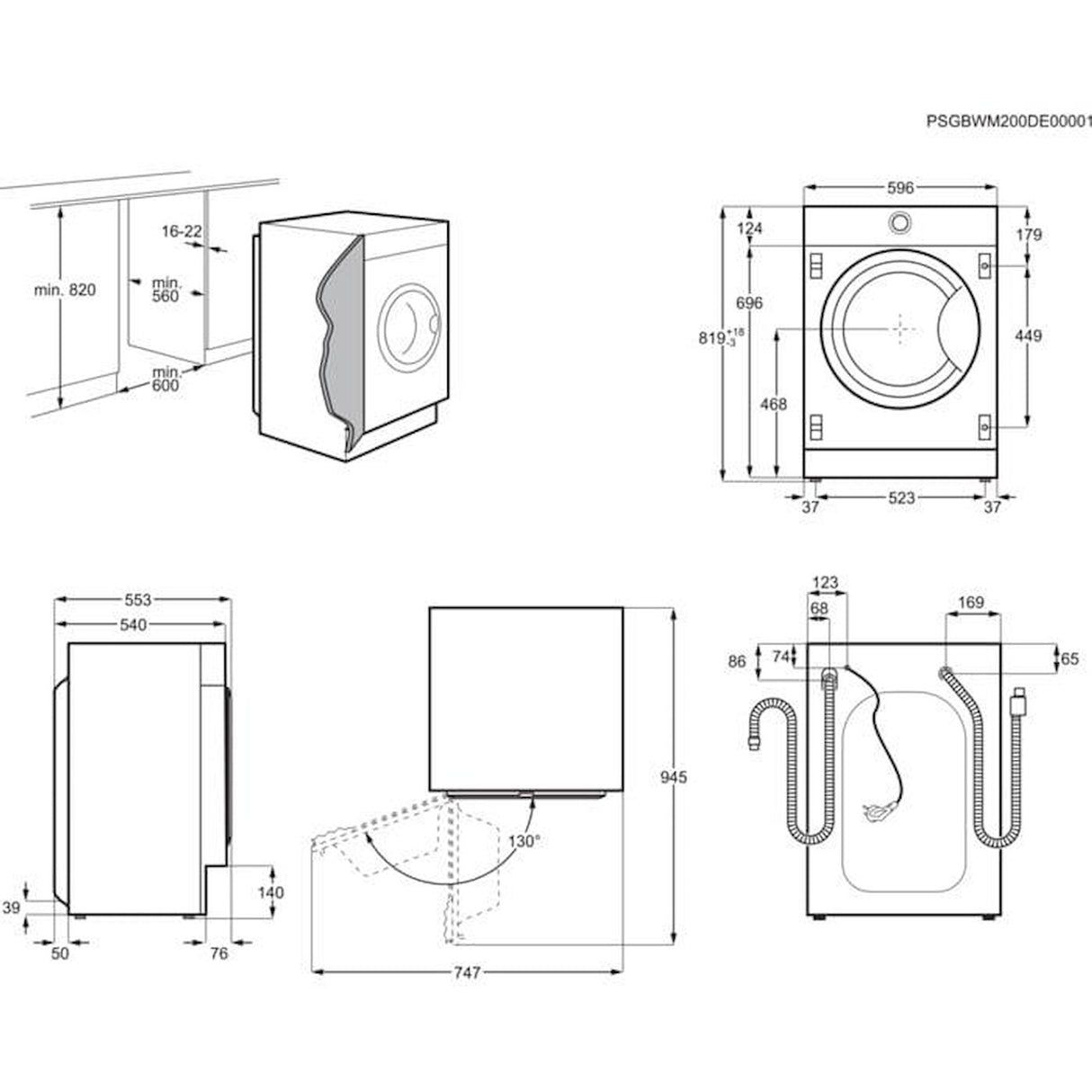 Lavatrice Electrolux EW7F572WBI Carica Frontale Incasso 7KG Classe D 1200GIRI