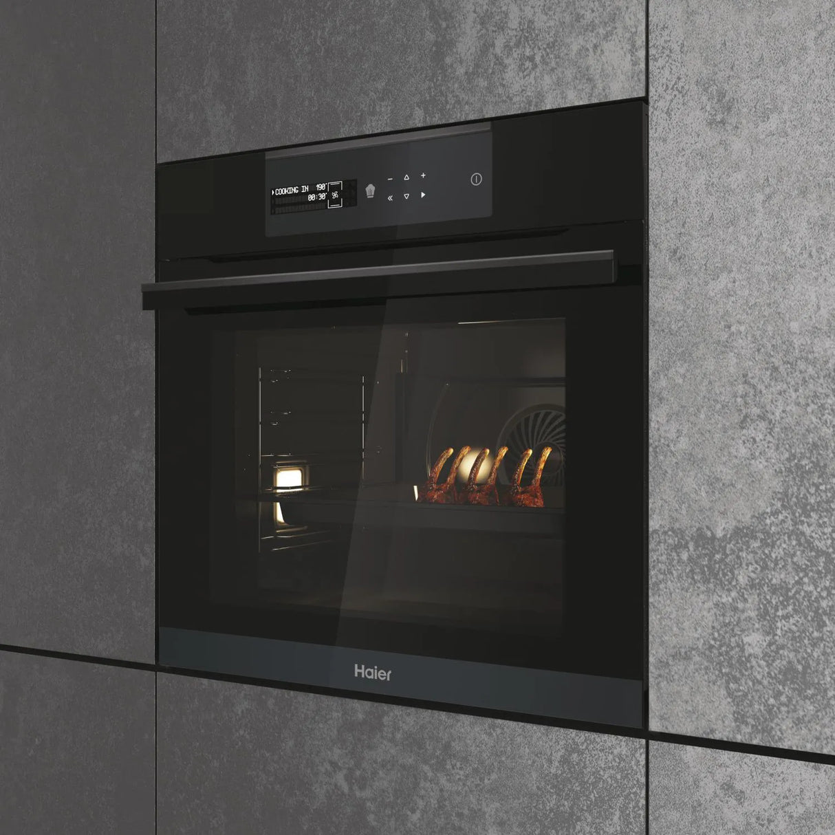 Forno Elettrico da Incasso Haier HWO60SM6B9BH 70 L Ventilato Multifunzione con Grill Pirolitico 60 cm Classe A+ Nero - I-Message Series 6