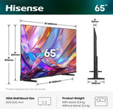 Smart TV Hi-QLED Hisense 65E79S 65" 4K Ultra HD Dolby Vision IQ Dolby Atmos VIDAA Classe Energetica E