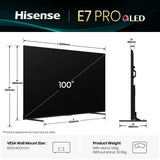 TV Hi-QLED Hisense 100E7Q PRO 100" 4K 144Hz Smart TV VIDAA Classe G/E