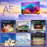 TV Hisense 32A59NQ 32" QLED FHD AI Smart Dolby Atmos Colori Quantum Dot
